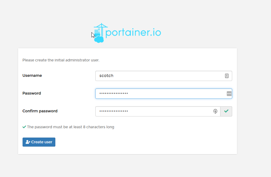 Portainer Create login
